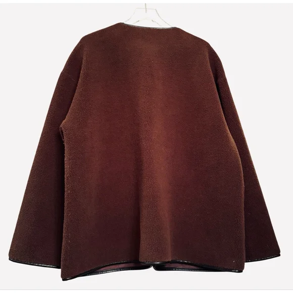 NWT Women's Rebecca Minkoff XL Brown Shearling Toggle Jacket - Picture 7 of 10